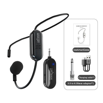 2.4G Head-mounted Wireless Lavalier Microphone Set Transmitter with Receiver for Amplifier Voice Speaker Teaching Tour Guide Leedoar