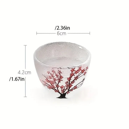 6pcs/Set Japanese Style Sake Set Sakura Wine Glasses Wine Decanter Handmade Vintage Sake Glass Teacup Water Cup Household Items Leedoar