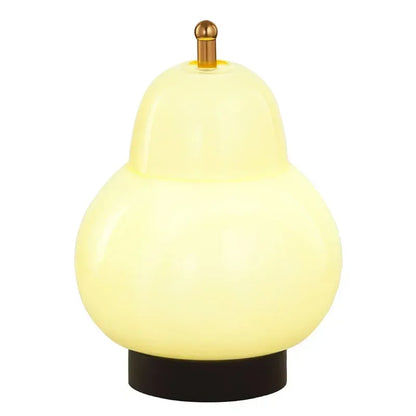 LED Cream Pear Table Lamp Bedroom Bedside Simple Living Room Charging Portable High-end Atmosphere Decoration Small Night Light Leedoar