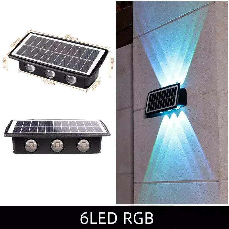 Solar Lamp Courtyard Door Number Wall Lamp Outdoor Waterproof Wall Washer Lamp Villa Spotlight Up And Down Double Head Leedoar