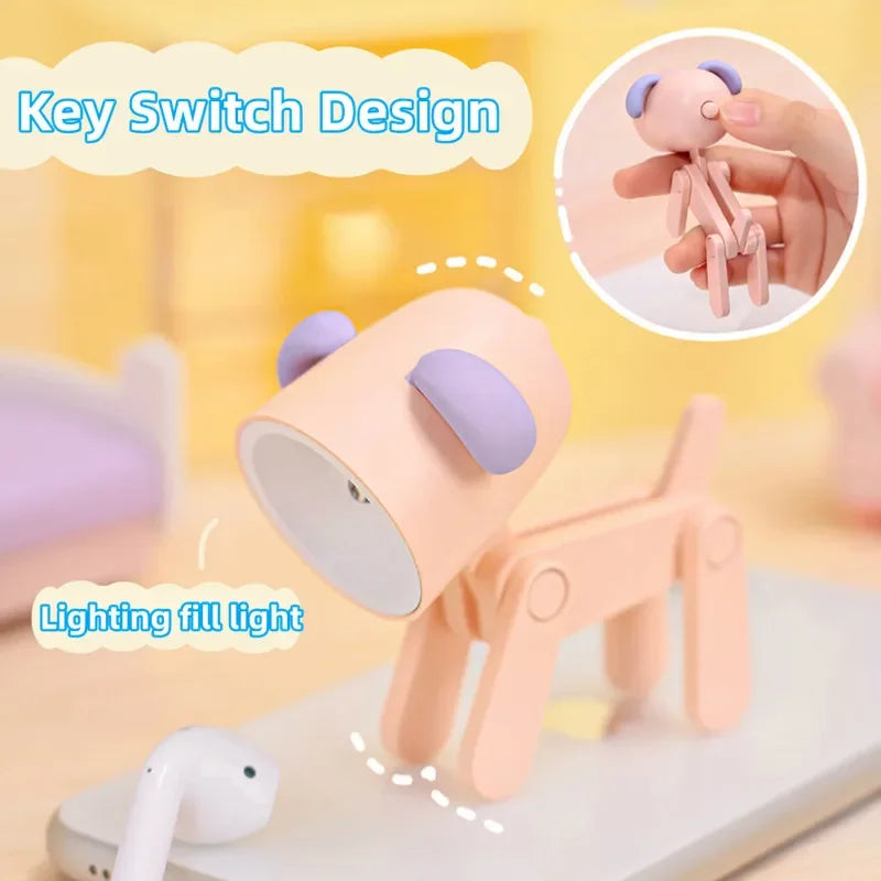 LED Mini Night Light Cute Dog Deer Foldable Desk Lamps Desktop Ornament Book Light Kids Room Bedside Bedroom Decor Holiday Gifts Leedoar