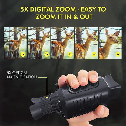 HD Infrared Night Vision Device R7 10X Zoom Digital Monocular Telescope 2.5K Outdoor Camera with Day& Night Dual-use for Hunting Leedoar