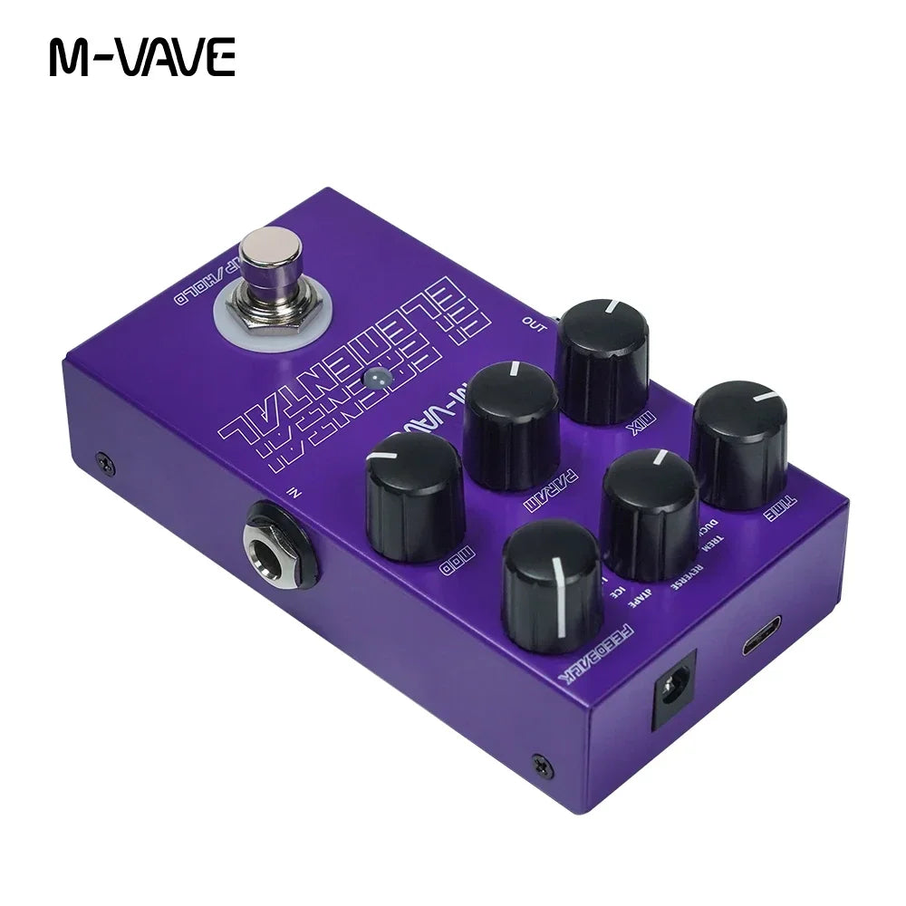 Pedal de retardo digital Elemental M-vave 2024 nuevo, 9 efectos de retardo de guitarra diferentes, pedal de retardo de guitarra compatible con modo TAP y HOLD 