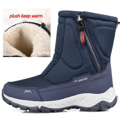 Men Boots 2023 Winter Shoes For Men Warm Snow Boots Mid-calf Men Warm Shoes Thick Plush Winter Boots For Men Women Cotton Shoes Leedoar