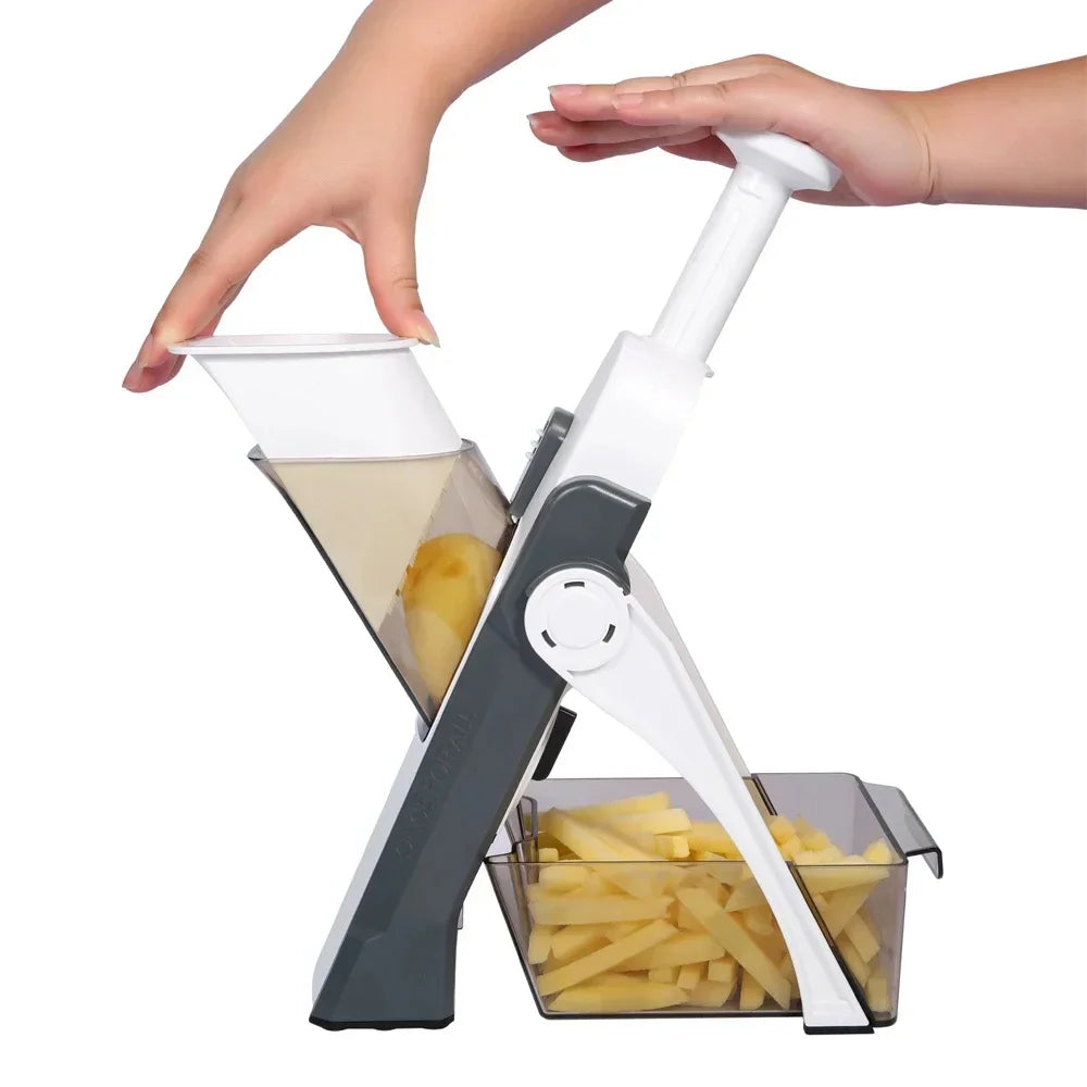 Adjustable Foldable Upgrade Safe Mandoline Vegetable Food Chopper Potato Fries Cutter Kitchen Chopping Artifact Accessories Leedoar