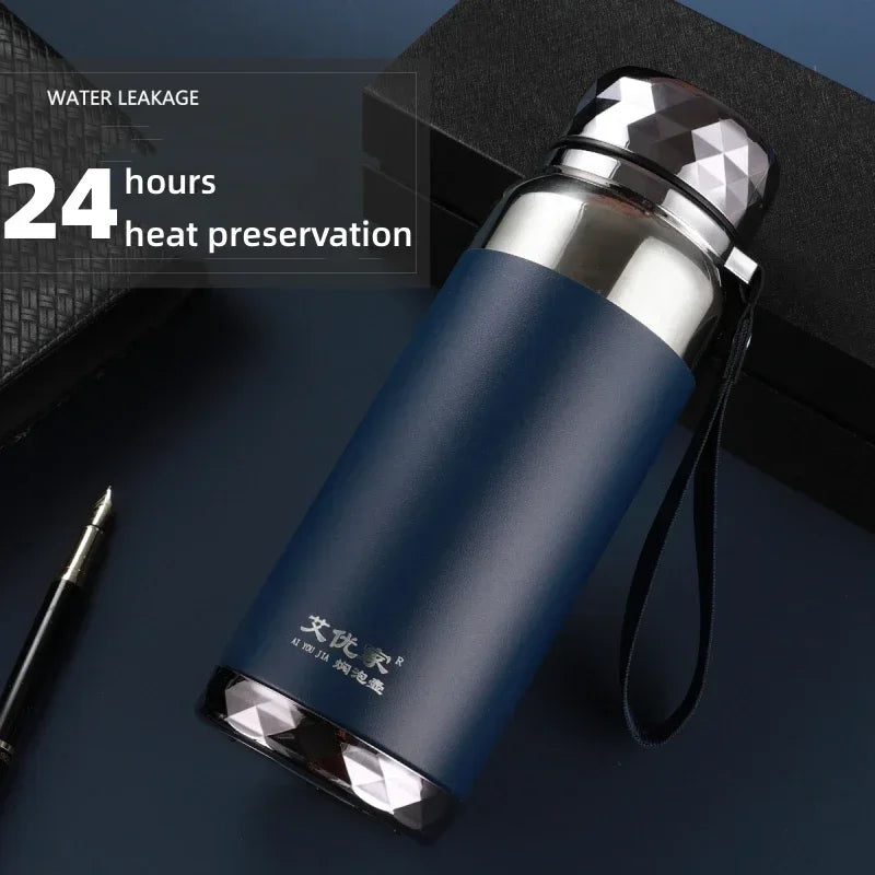 1L 316 Stainless Steel Thermos Bottle 24-hour Thermal cup portable tumbler Large capacity Diamond lid Flask Leedoar