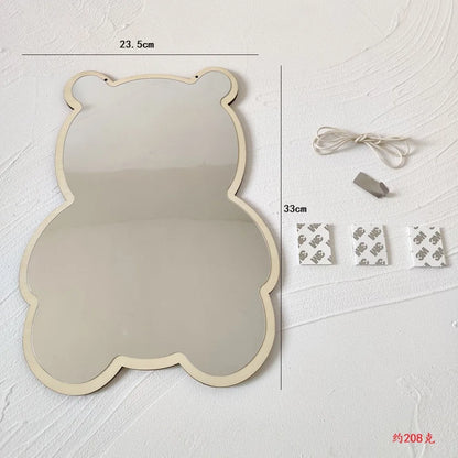 INS Creative Decorative Mirror for Kids Room Cute Bear Rabbit Shape Acrylic Mirror Baby Photo Props Nordic Home Nursery Decor Leedoar