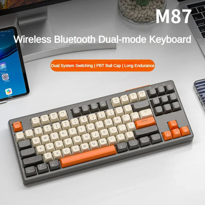 Computadora portátil para juegos M87 BT de modo dual con Bluetooth, ergonómica, RGB, inalámbrica, USB, accesorios para juegos, teclado mecánico 