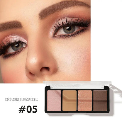 Pudaier 4-Color Eye Shadow Palette Glitter Pearly Eyeshadow Palette Nude Long Lasting Charming Eyes Make Up Palette Cosmetics Leedoar