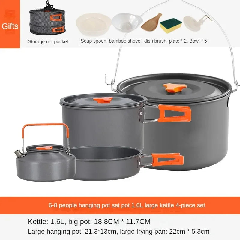 Outdoor Camping Tableware Titanium Cookware Set Tour, Cauldron, Outdoor Cooking Pan, Frying Pan, Picnic Kitchen, Hiking Tour Leedoar