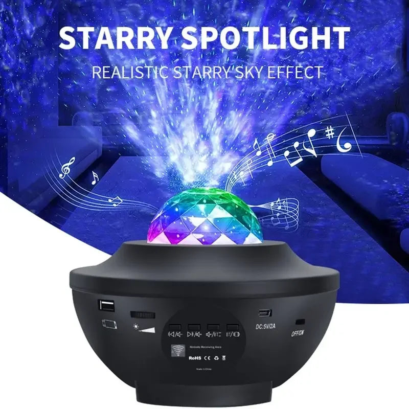 LED Star Projector Night Light Galaxy sound equipment Starry Night Lamp Ocean Wave Projector With Music Speaker Remote Contro Leedoar