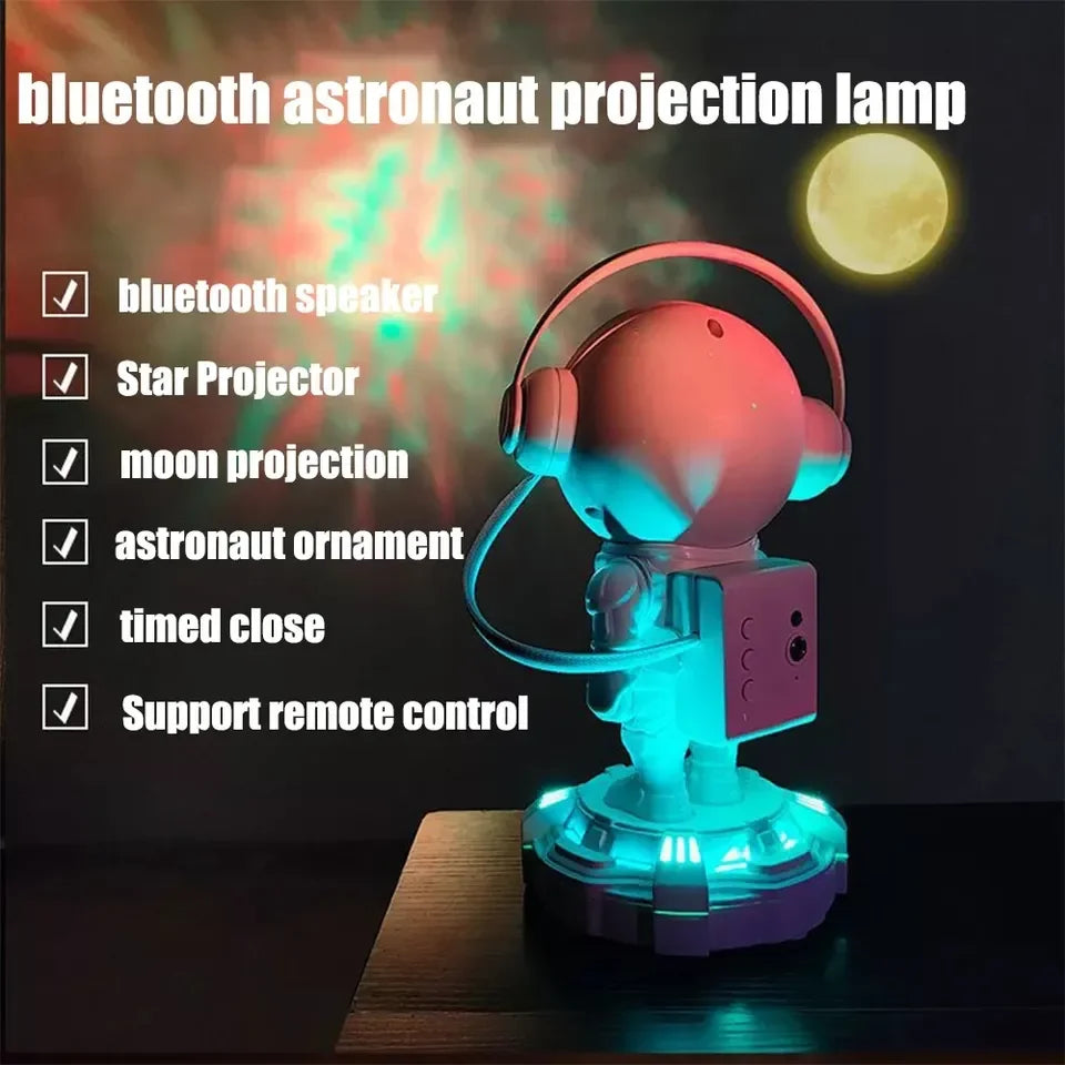 LED Astronaut Projector Lamp Star Galaxy Bedroom Atmosphere Light Blue Tooth Speaker With Remote Control For Decoration Gift Leedoar