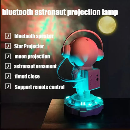 LED Astronaut Projector Lamp Star Galaxy Bedroom Atmosphere Light Blue Tooth Speaker With Remote Control For Decoration Gift Leedoar