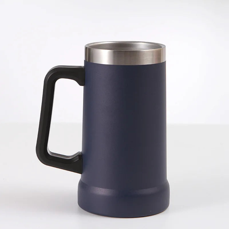 304 Stainless Steel Handle Cup 24oz Portable Large Capacity Beer Cup with High Aesthetic Value Sealed and Leak Proof Vacuum Cup Leedoar