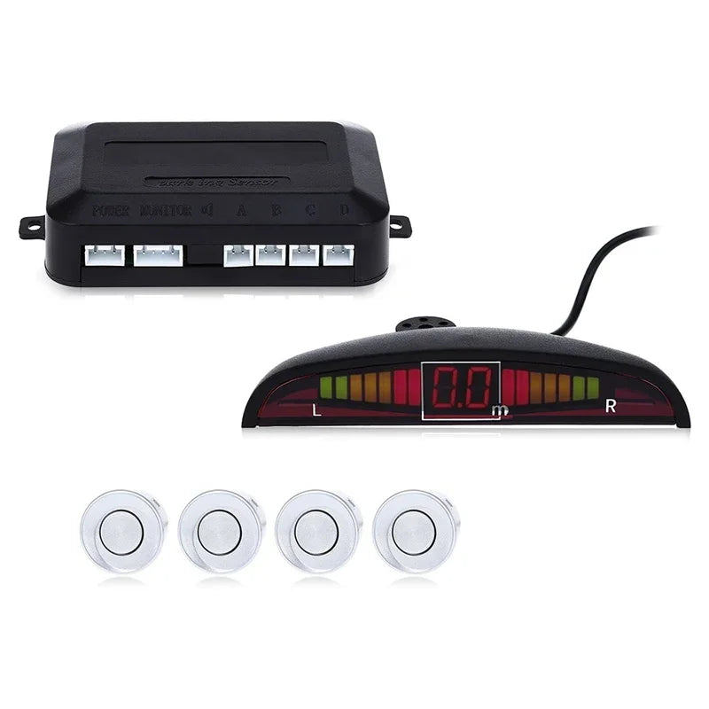 Car Parktronic LED Parking Sensor With 4 Sensors Reverse Backup Car Parking Radar Monitor Detector System Backlight Display Leedoar