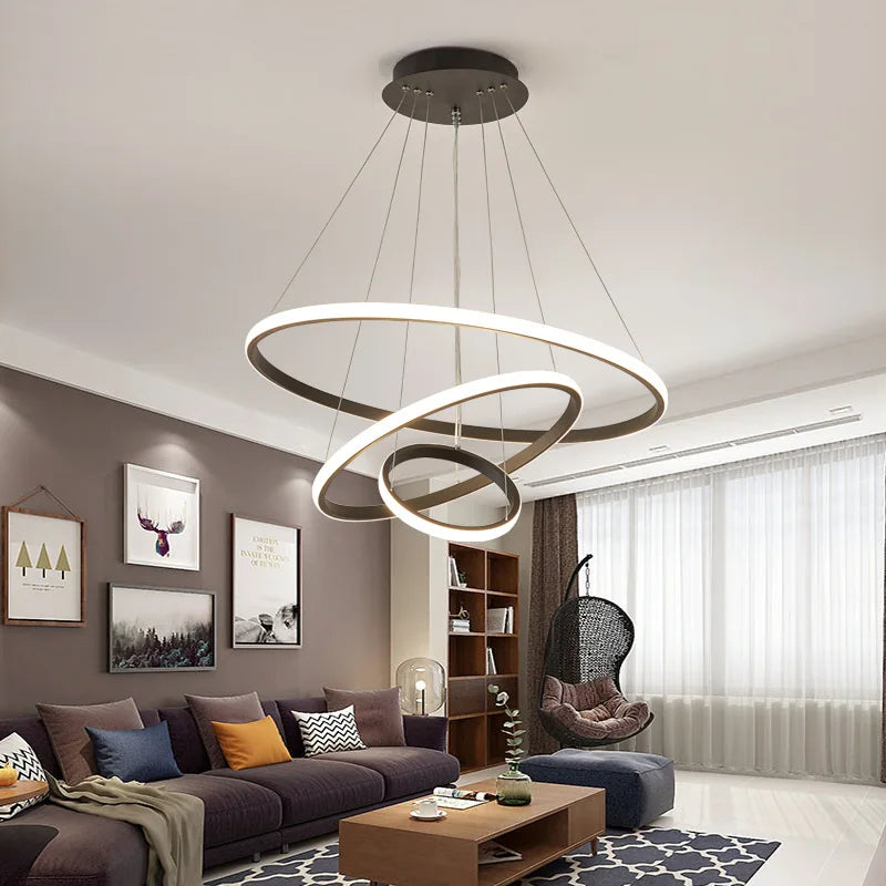 Lámpara colgante de diseño moderno, lámpara colgante de lujo para decoración del hogar, lámpara colgante de círculo redondo, candelabros LED de 220 V