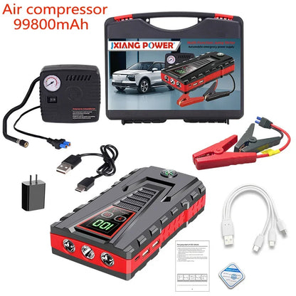 99800mAh Car Jump Starter Device 12v Strong Portable Power Bank Automotive Battery Charger System Start Operating Auto Booster Leedoar