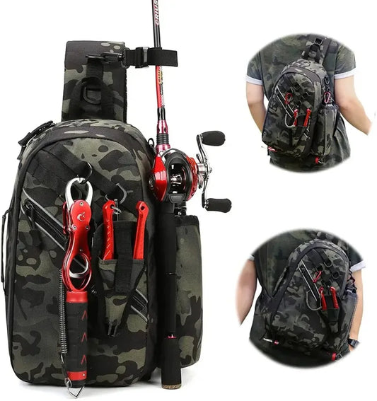 Bolsa de pesca multifuncional à prova d'água, grande capacidade, mochila para pesca ao ar livre, armazenamento de equipamento de pesca, bolsa de viagem