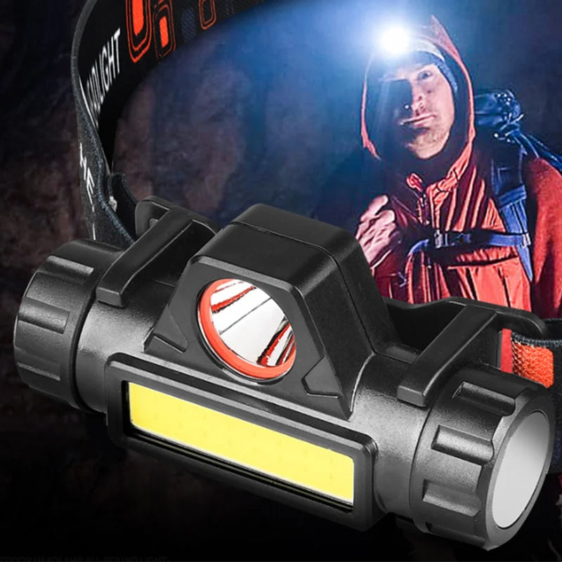 Nuevo faro COB+XPE Mini luz fuerte para exteriores, impermeable, faro de emergencia, fuente de luz dual con imán 