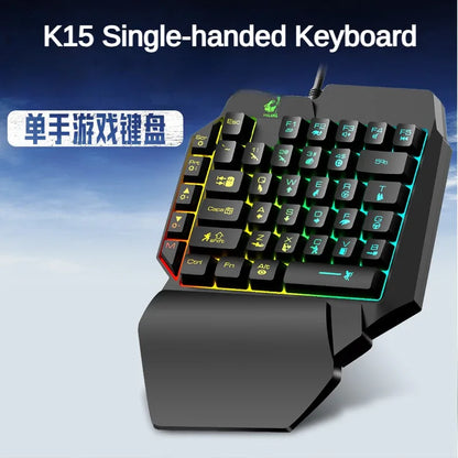 K15 USB Wired Game Keyboard 35 Keys Waterproof Backlight 1.5M Mechanical Mobile Phone Keyboard for One Handed Gaming Keyboard