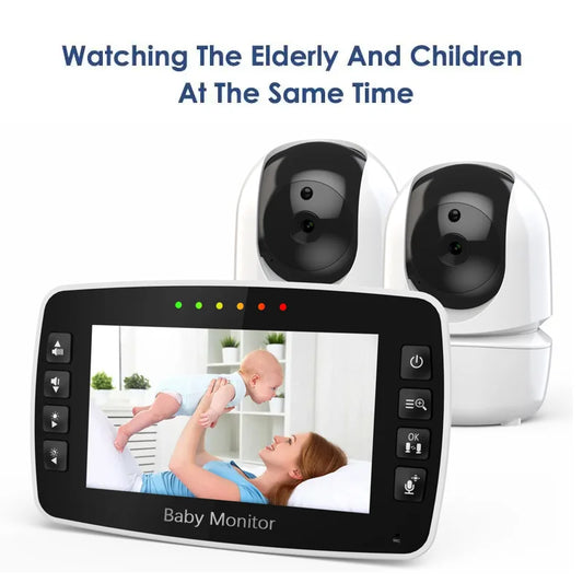 4.3Inch Baby Monitor with Two camera Wireless PTZ Camera High Security Children Camera Night Vision Temperature Monitoring Baby Leedoar