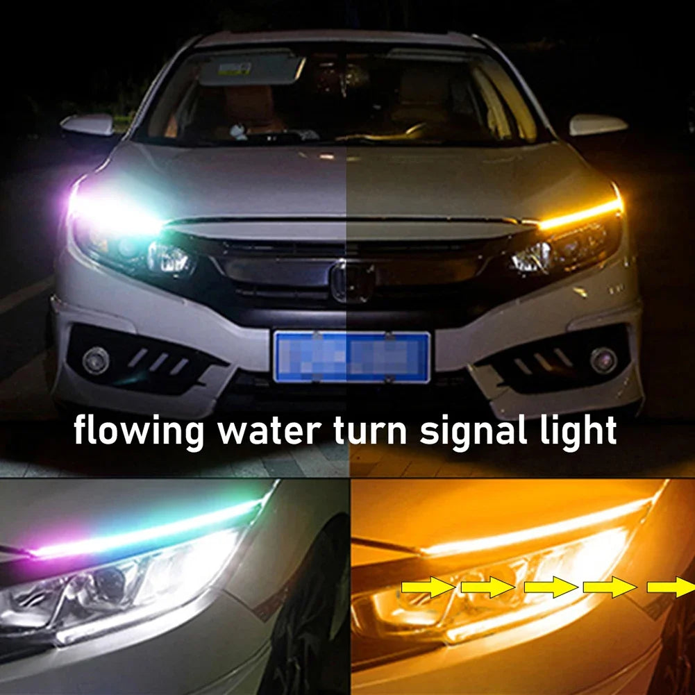 A Pair of Car RGB illusion Daytime Running Lights APP Mobile Bluetooth Control Light Strip 30CM 45CM 60CM driving Lamp Strip Leedoar