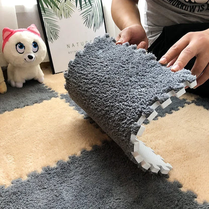 DIY Splicing Plush Floor Mat Pile Carpet Puzzle Foam Mat EVA Household Floor Mat Crawling Mats Educational Home Decoration Leedoar