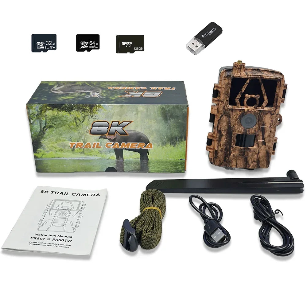 4G LTE Hunting Trail Camera 60MP 8K APP Control Night Vision Photo Trap Support SIM Card Cellular Camera Include TF Card Leedoar