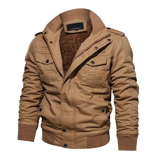 Chaquetas polares para hombre, abrigos cortavientos, chaquetas bomber térmicas para otoño e invierno, chaquetas de moto con cuello alto y múltiples bolsillos 