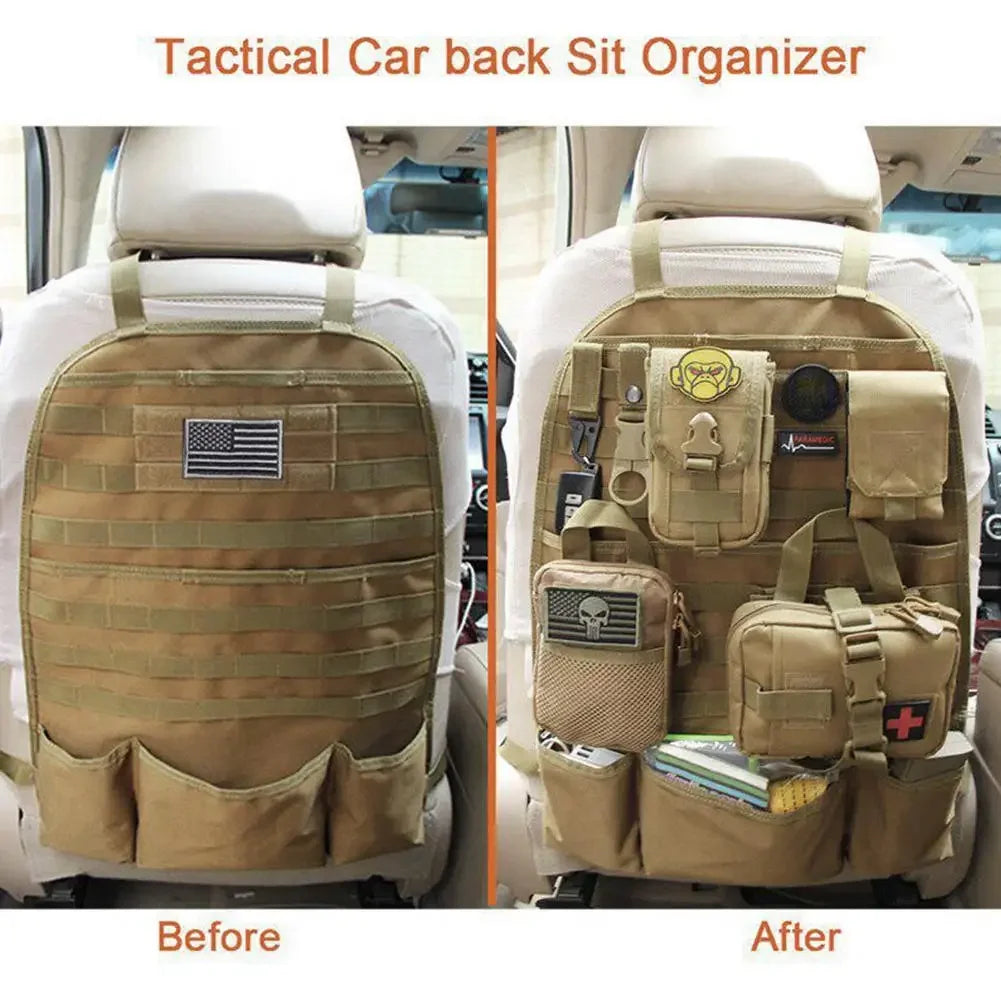 Car Back Seat Organizer Tactical Accessories Army Molle Pouch Storage Bag Military Outdoor Self-driving Hunting Seat Cover Bag Leedoar