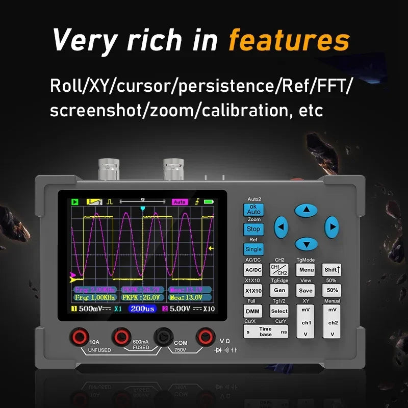 3.2 Inch Desktop Digital Oscilloscope 120M Bandwidth Dual Channel Multimeter And Signal Generator 3 in1 High Performance DSO3D12 Leedoar