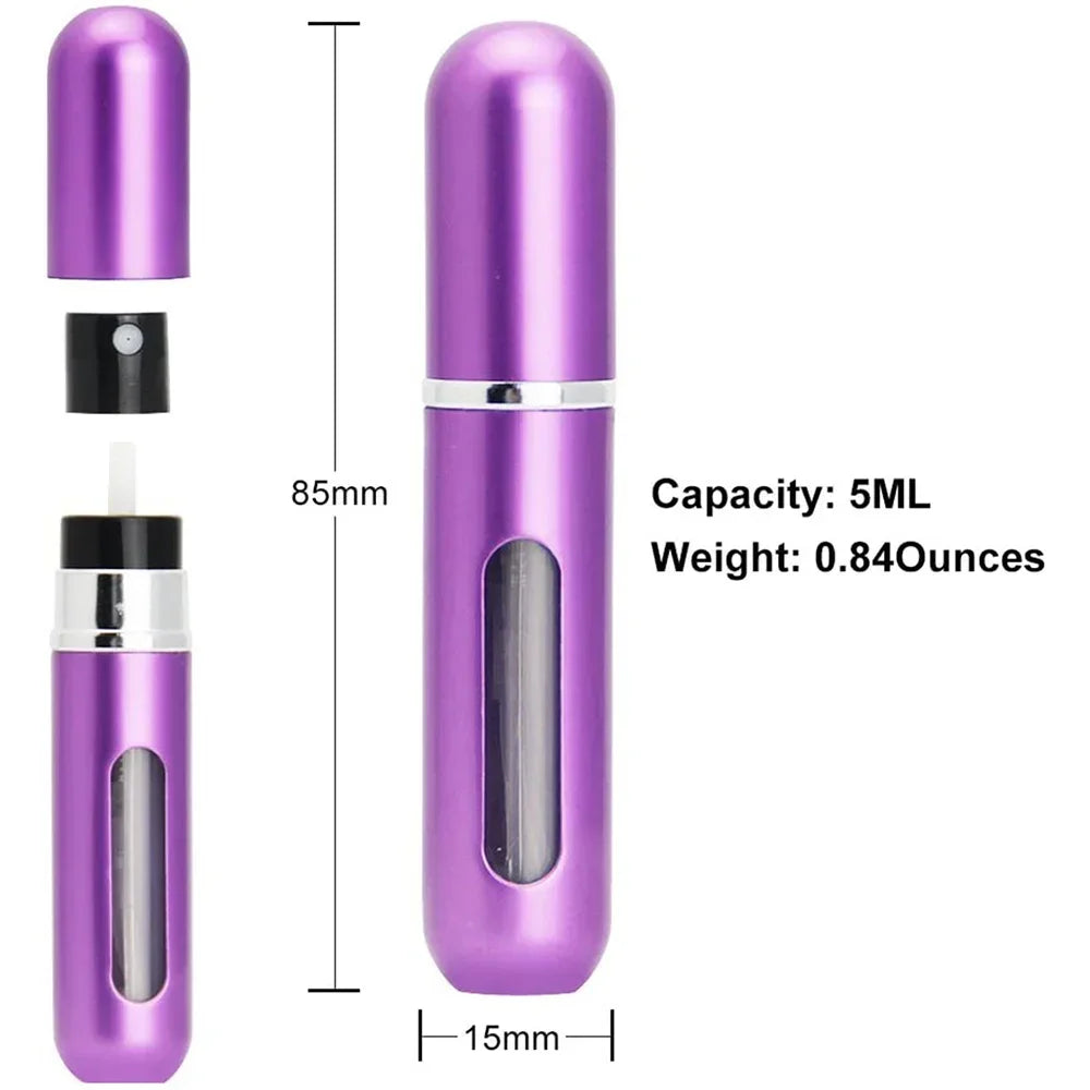 5ml/8ml Mini Portable Perfume Spray Bottle Refillable Aluminum Atomizer Bottle 5ml Container perfume refill bottle travel Leedoar