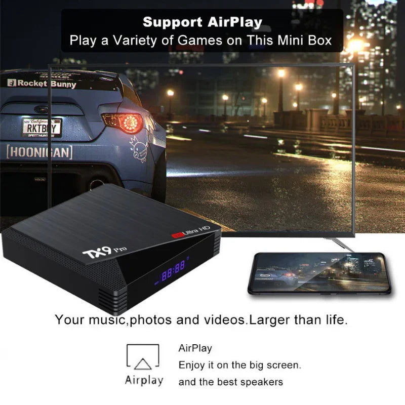 TX9 Pro Smart TV Box STB TX9 Pro Android 11 Jogo Ultra Set-Top Box 6K HD 2.4G/5.8G WiFi AIIwinner H313 Set-Top Box Iptv YouTube 