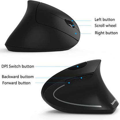 H1 Rechargeable Adjustable DPI Wireless Ergonomic Vertical Mouse 2.4GHz 2400DPI Vertical Mice for Laptop/MacBook/PC