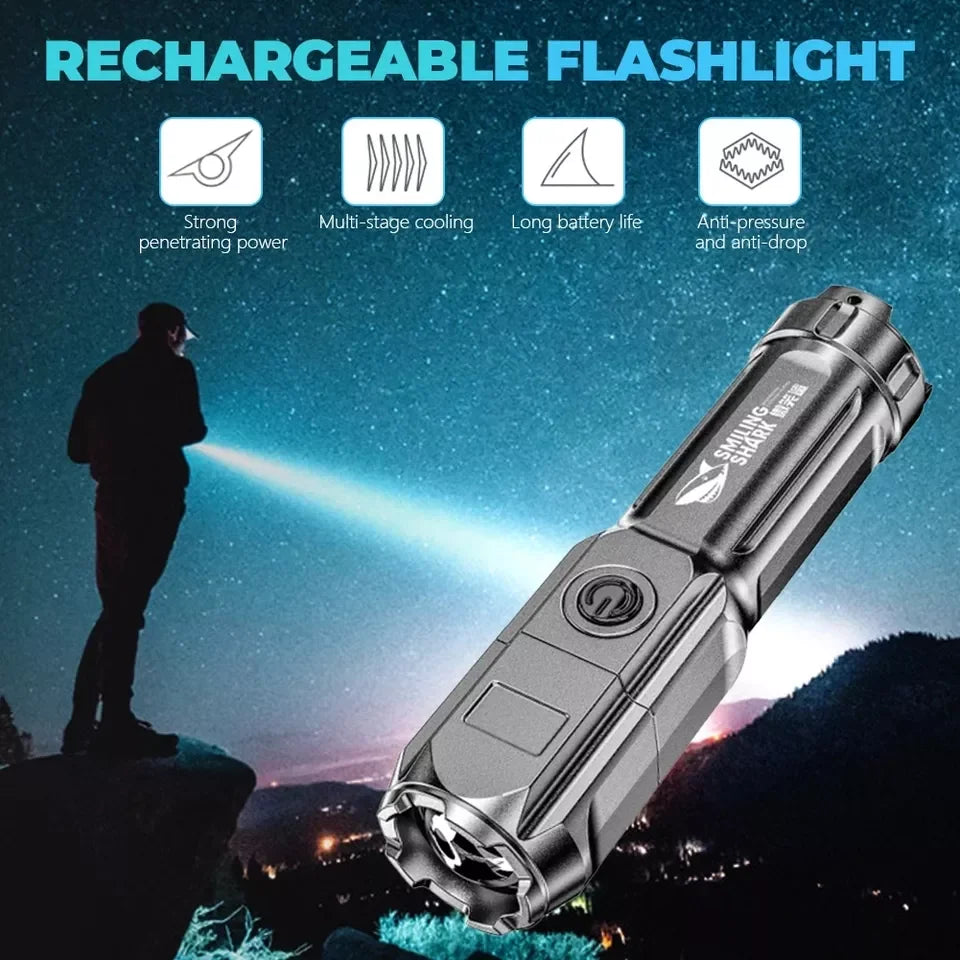 622A 622E Hand LED Torch Light Outdoor 1000 Lumen USB Charging Waterproof LED Zoom  Camping Flashlight  COB Sidelight Leedoar