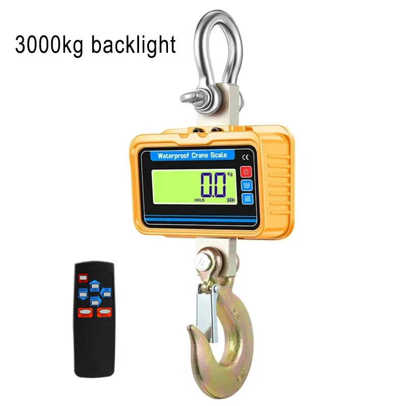 1T/2T/3T Heavy Duty Electronic Crane Scale 1000kg/2000kg/3000kg Industrial Hanging Scale Digital Hook Scale with Remote Control Leedoar