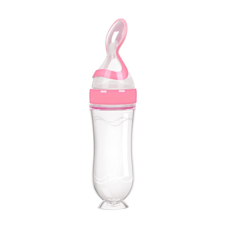 Safe Useful Silicone Baby Bottle With Spoon Food Supplement Rice Cereal Bottles Squeeze Spoon Milk Feeding Bottle Cup Leedoar