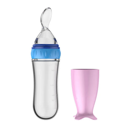 Safe Useful Silicone Baby Bottle With Spoon Food Supplement Rice Cereal Bottles Squeeze Spoon Milk Feeding Bottle Cup Leedoar