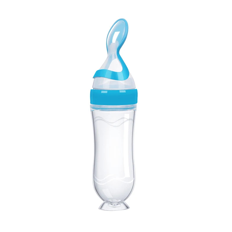 Safe Useful Silicone Baby Bottle With Spoon Food Supplement Rice Cereal Bottles Squeeze Spoon Milk Feeding Bottle Cup Leedoar