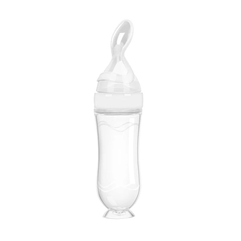 Safe Useful Silicone Baby Bottle With Spoon Food Supplement Rice Cereal Bottles Squeeze Spoon Milk Feeding Bottle Cup Leedoar