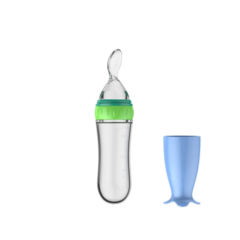 Safe Useful Silicone Baby Bottle With Spoon Food Supplement Rice Cereal Bottles Squeeze Spoon Milk Feeding Bottle Cup Leedoar