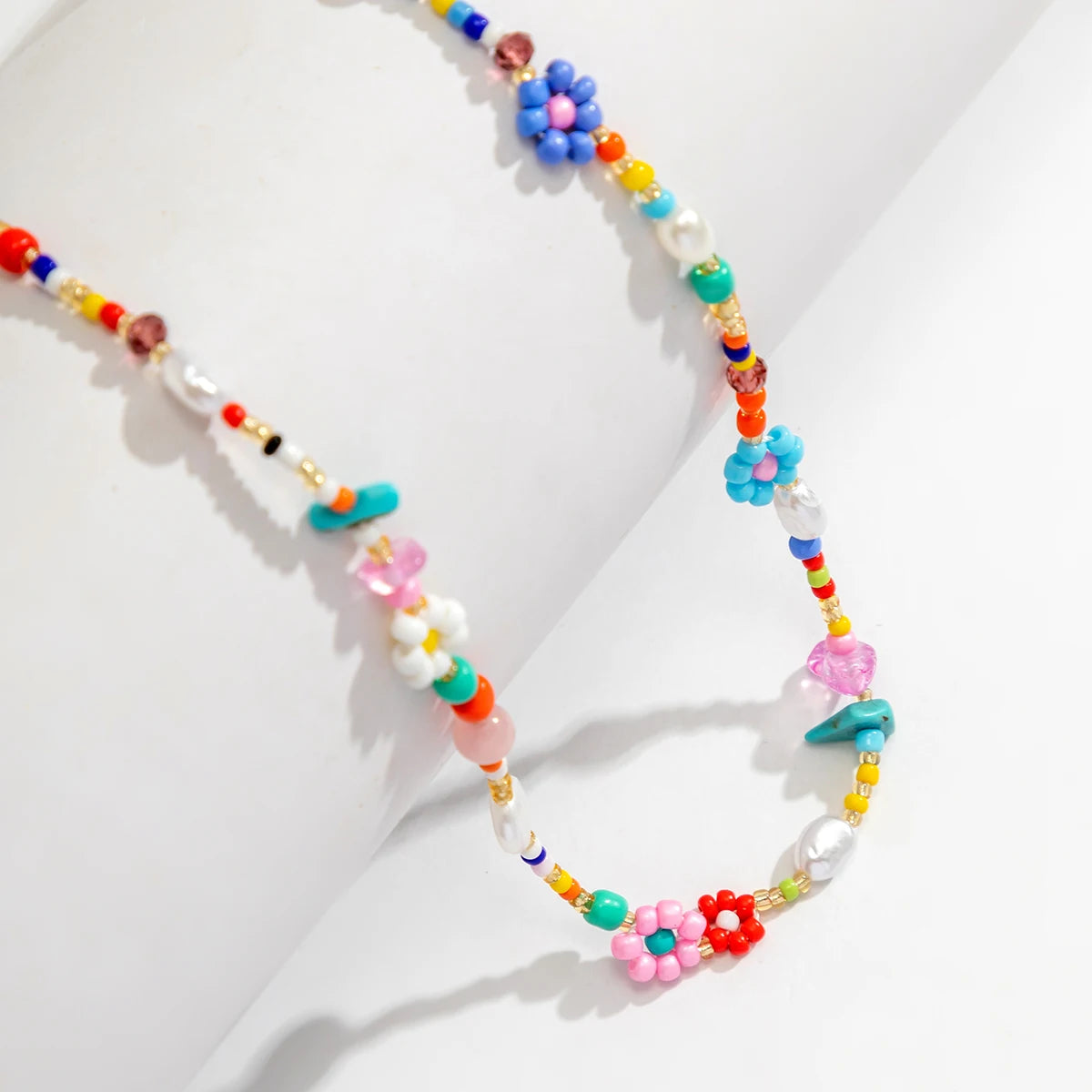 Salircon Boho Multicolor Handwoven Seed Beads Beaded Flower Choker Trend Y2K Imitation Pearl Collar Necklace Women Party Jewelry Leedoar