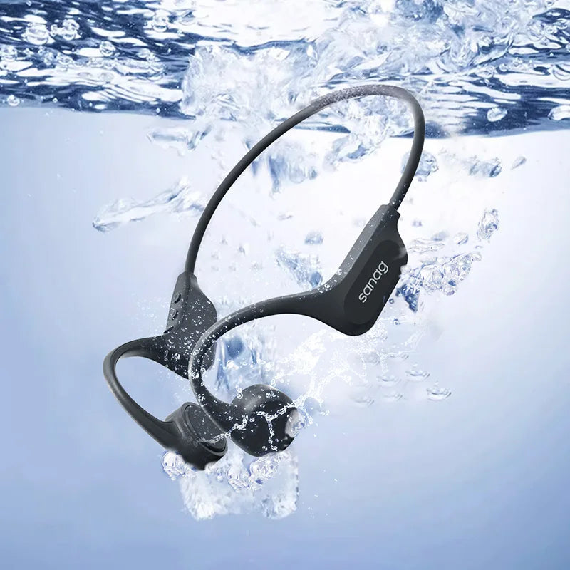 Sanag B60 Auriculares inalámbricos de conducción ósea verdadera para natación, equitación, Bluetooth, memoria de 64 GB, reproducción de música MP3