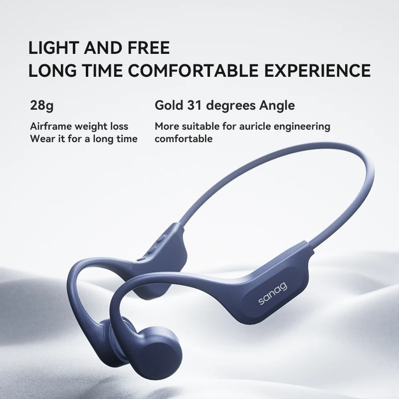 Sanag B60 True Bone Conduction Fone de ouvido sem fio Natação Equitação Fones de ouvido Bluetooth 64 GB de memória Reprodução de música MP3 Fones de ouvido