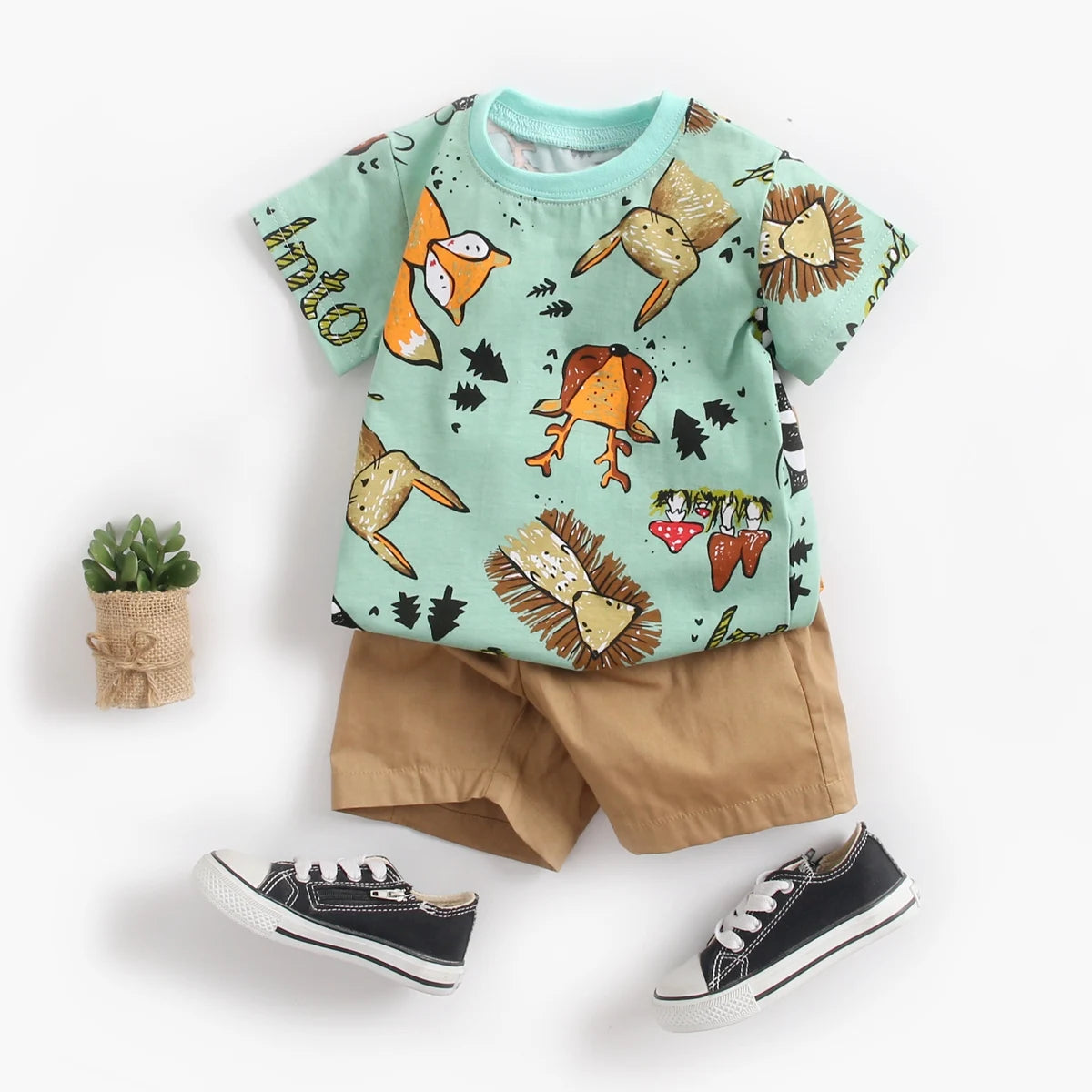 Sanlutoz Baby Boys Summer Clothing Sets Cartoon Short Sleeve Cotton Baby Outfit Sets Shirts + Shorts 2pcs Leedoar