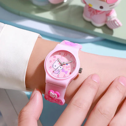 Sanrio 3D Pattern Child Wrist Watch Hellokitty Kuromi Cinnamorol Waterproof Quartz Watch Kawaii Silica Gel Wristwatch Kids Gifts Leedoar