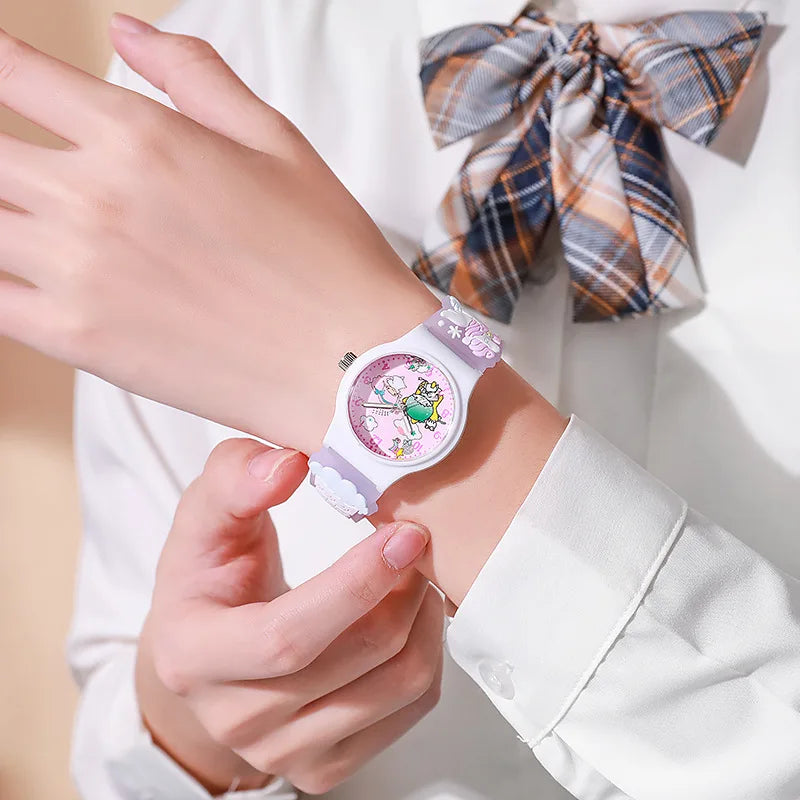 Sanrio 3D Pattern Child Wrist Watch Hellokitty Kuromi Cinnamorol Waterproof Quartz Watch Kawaii Silica Gel Wristwatch Kids Gifts Leedoar