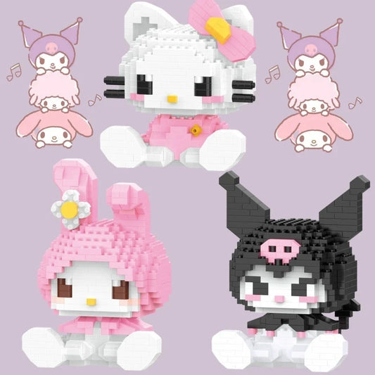 Sanrio Anime Hello Kitty My Melody Cinnamoroll Pompompurin Kuromi Friends Bloques de construcción Ladrillos Niña Niños Niño Juguete Regalo Set 