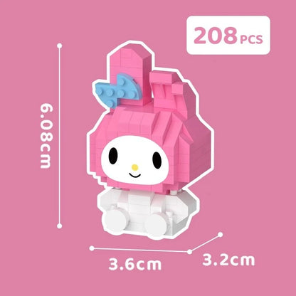 Sanrio Anime Hello Kitty My Melody Cinnamoroll Pompompurin Kuromi Friends Building Blocks Bricks Girl Children Kid Toy Gift Set Leedoar