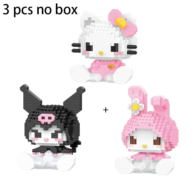 Sanrio Anime Hello Kitty My Melody Cinnamoroll Pompompurin Kuromi Friends Building Blocks Bricks Girl Children Kid Toy Gift Set Leedoar